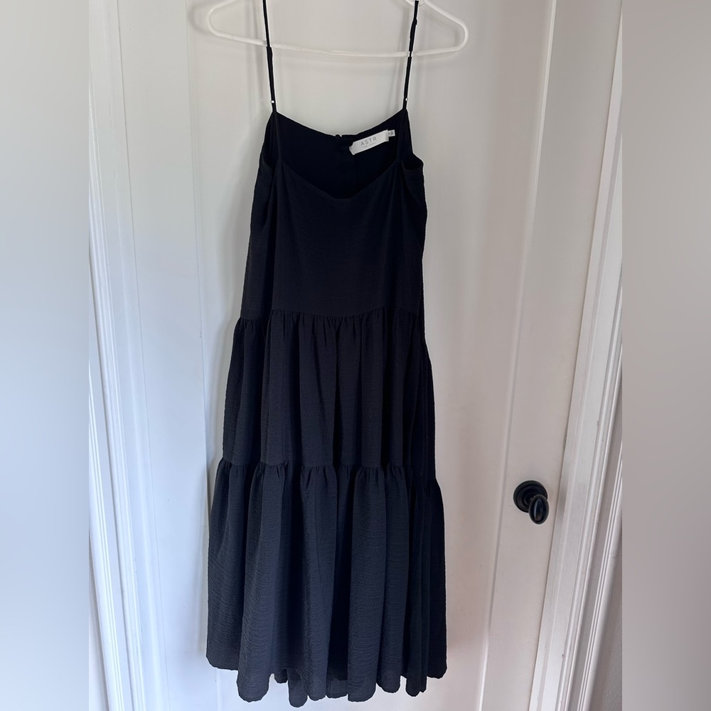 Astr Black Spaghetti Strap Tiered Dress